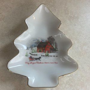 Giftcraft Christmas Tree Bone China Candy /Condiments Dish